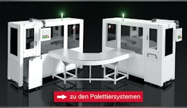 Palettiersystem mit RFID-Tag Prüfung der Trays / Barcode Prüfung der Produkte